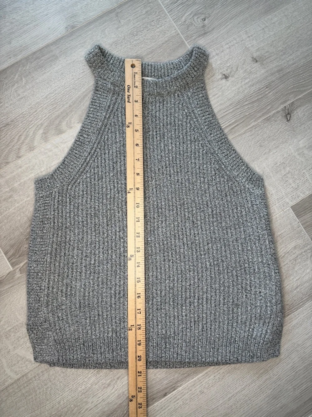 Madewell Gray Marled Ribbed Knit Mock Neck Sleeveless Sweater Tank M - Picture 3 of 6
